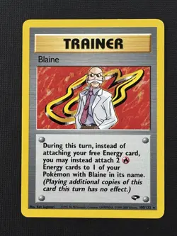 Pokemon Blaine 100/132 Trainer Rare Wizards of the Coast TCG Card - Image 1