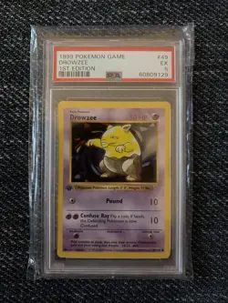 1999 Pokemon Drowzee Base Set 1st Edition Shadowless Card 49/102 PSA 5 - Image 1