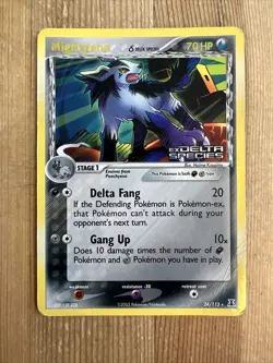 Pokemon TCG Mightyena 24/113 Rare Reverse Holo EX Delta Species DMG - Image 1