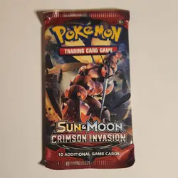Pokemon Sun & Moon Crimson Invasion Booster Pack 10 Cards English Buzzwole - Image 1