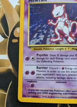 Mewtwo 10/102 Base Set Holo 1999 WOTC Unlimited NM Pokemon Card - Image 3