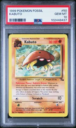 Kabuto 50/62 Fossil Pokemon PSA 10 - Image 1