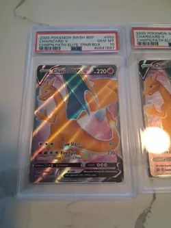 Pair of PSA 10 Charizards — 2020 Pokemon SWSH — Champions Path — Charizard V - Image 2