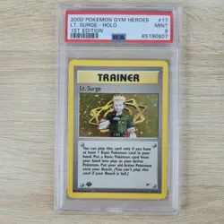 PSA MINT 9 1st Edition Lt. Surge 17/13 Holo Gym Heroes Trainer Pokemon Card - Image 1