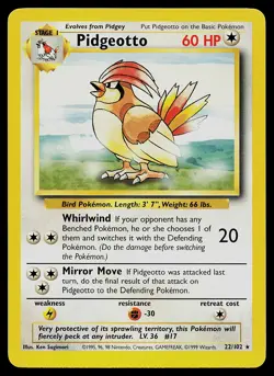 Pokemon Card - Pidgeotto Base Set 22/102 Rare - Image 1