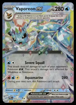 Pokemon Cards Vaporeon ex 023/131 Prismatic Evolutions Double Rare NM *2 - Image 1