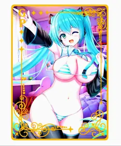 Waifu Anime Cards TCG | Miku Hatsune - Vocaloid [ METAL CARD ] Sexy Hentai Girl - Image 1