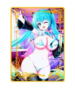 Waifu Anime Cards TCG | Miku Hatsune - Vocaloid [ METAL CARD ] Sexy Hentai Girl - Image 2