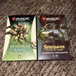 LOT of 2 Magic the Gathering Zendikar Rising AND Strixhaven Theme Boosters - Image 1