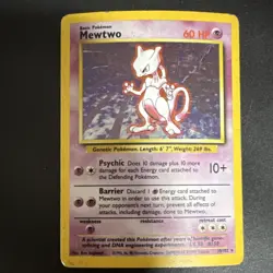 Pokemon Mewtwo Holo Rare Base Set 10/102 60HP Wizards Copyright TCG Card - Image 1