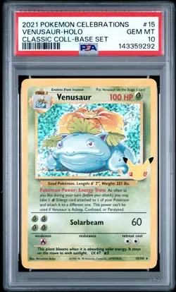 2021 POKEMON CELEBRATIONS CLASSIC COLL #15 VENUSAUR-HOLO PSA 10 - Image 1