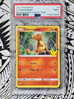 CHARMANDER NON-HOLO 2021 POKEMON MCDONALD'S COLLECTION #9 PSA 8 NM-MINT (083) - Image 1