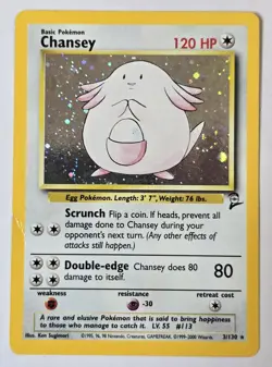 Pokemon CHANSEY 3/130 Holo Rare Base Set 2 - Light Play 🍒 - Image 2