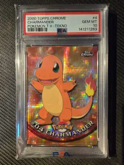 2000 TOPPS CHROME POKEMON T.V. TEKNO #4 CHARMANDER PSA 10 - Image 1