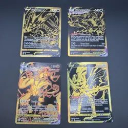 Pokemon Gold Card Lot (4) – Zacian V, Eternatus V & VMAX, Urshifu VMAX – NM - Image 1