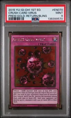 2015 Yu-Gi-Oh! Crush Card Virus PGL2-EN070 Gold Rare PSA 9 1st Edition - Image 1