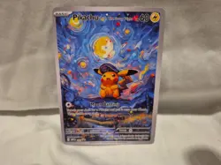 Pokemon Pikachu Starry Night Van Gogh Beautiful Moon. THIS IS A FAN ART CARD - Image 5