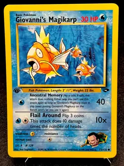Giovanni's Magikarp 73/132 LP 1st Edition Gym Challenge Pokemon Card! - Image 1