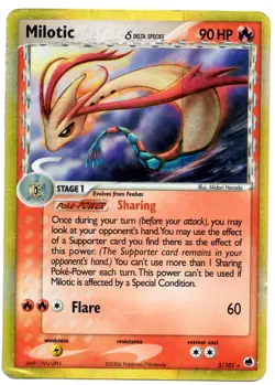 Pokemon TCG Milotic Dragon Frontiers Holo Rare Card 5/101 Delta Species MP H2 - Image 1