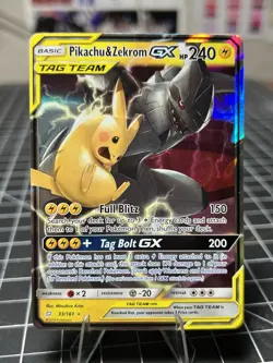 Pokemon Pikachu & Zekrom GX TAG TEAM Card 33/181 Team Up Set English - Image 1