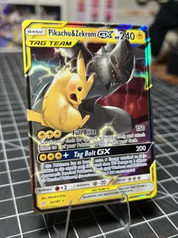 Pokemon Pikachu & Zekrom GX TAG TEAM Card 33/181 Team Up Set English - Image 2