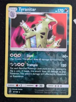 Tyranitar 87/168 SM - Celestial Storm Pokemon TCG NM Reverse Holo - Image 1