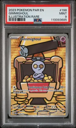 2023 POKEMON PAR EN-PARADOX RIFT ILLUSTRATION RARE #198 GIMMIGHOUL PSA 9 - Image 1