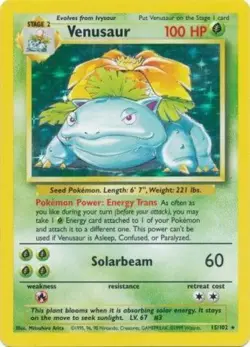 1x Venusaur - 15/102 - Holo Rare - Unlimited Edition Heavily Played Pokemon G1 - - Image 1