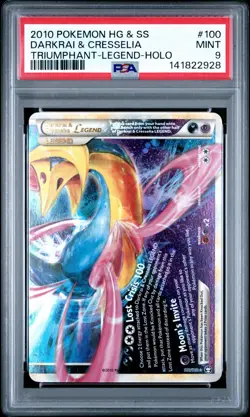 Pokemon PSA 9 MINT Darkrai & Cresselia Legend 100/102 Triumphant Holo 2010 #7270 - Image 1