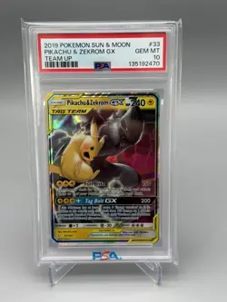 2019 POKEMON SUN & MOON PIKACHU & ZEKROM GX TEAM UP 33/181 PSA 10 GEM MINT - Image 1