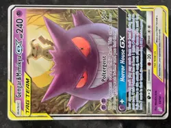 Pokemon Gengar & Mimikyu GX 53/181 Sun & Moon Team Up Holo Ultra Rare LP - Image 1