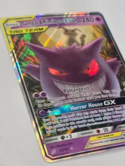 Pokemon Gengar & Mimikyu GX 53/181 Sun & Moon Team Up Holo Ultra Rare LP - Image 3