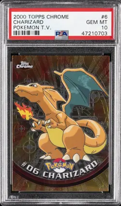 2000 TOPPS CHROME POKEMON T.V. #6 CHARIZARD PSA 10 - Image 1