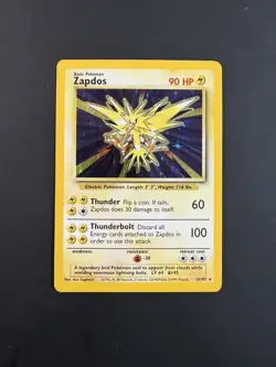 Zapdos Holo Base Set Pokemon 16/102 Rare WOTC English Near Mint - Image 1