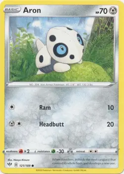 Pokemon - Aron - 121/189 - Darkness Ablaze - NM/M 820650813443 - Image 1