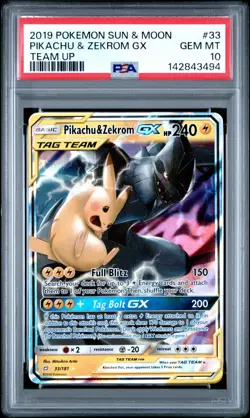 PSA 10 PIKACHU & ZEKROM GX 33/181 TAG TEAM TEAM UP POKEMON ⚡ - Image 1