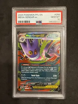 2025 POKEMON PFL EN-PHANTASMAL FLAMES #056 MEGA GENGAR EX PSA 10 - Image 1