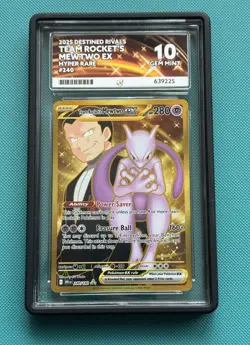 Pokemon Team Rocket's Mewtwo EX Destined Rivals 240/182 Gold Hyper Rare Ace 10 - Image 1