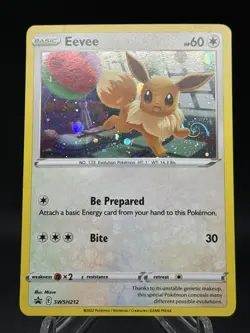 🐾 Pokemon TCG – Eevee SWSH212 – Black Star Promo – Holo – LP – HD Swirl Paw! - Image 1