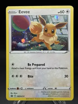🐾 Pokemon TCG – Eevee SWSH212 – Black Star Promo – Holo – LP – HD Swirl Paw! - Image 2