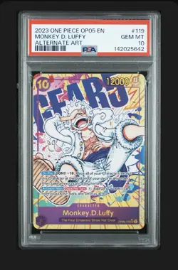 PSA 10 One Piece Monkey D Luffy OP05-119 SEC Alternative Art English - Image 1