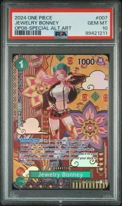 2024 One Piece OP08-TWO Legends Special Alternate Art Jewelry Bonney, PSA 10 - Image 2