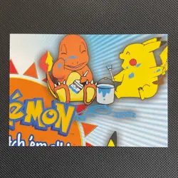 P02 of 6 Charmander and Pikachu Painting Pokemon Topps Series 3 Puzzle Card NM - Image 1