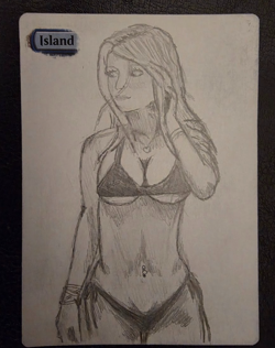 MTG Altered Art – Island Land – Original Hand-Drawn Magic the Gathering Card - Image 1