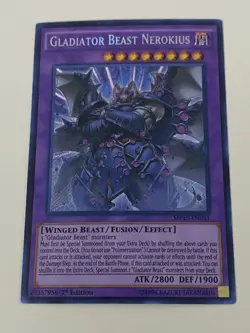 Yugioh Gladiator Beast Nerokius x 3 1st Edition Secret Rare NM - Free Holo Card - Image 2