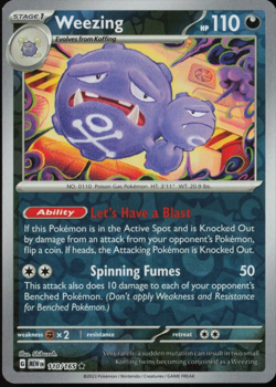 Pokemon Card Weezing Pokemon 151 Reverse Holo Rare 110/165 Near Mint - Image 1