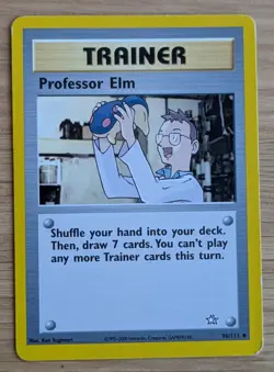 Professor Elm Vintage Neo Genesis Pokemon Card. Uncommon 96/111. Excellent Cond. - Image 1