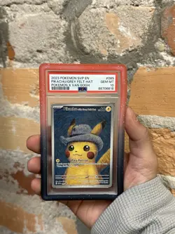2023 Pokemon Scarlet & Violet X Van Gogh Pikachu with Grey Felt Hat PSA 10 #085 - Image 1