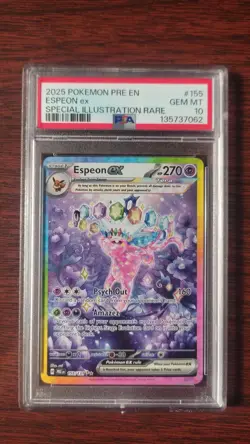 2025 Pokemon Prismatic Evolution Espeon Ex Special Illustration Rare #155 PSA 10 - Image 1