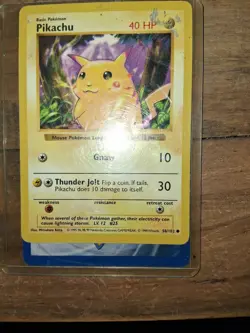 Pokemon Pikachu Red Cheeks 058/102 Base Set Shadowless 40 HP Regular Common WOTC - Image 1